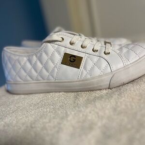 Guess Quilted White Sneakers with Gold Detail